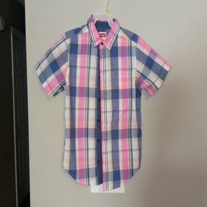 3 Wrangler & Quad 7 Boys plaid collared shirts S:8